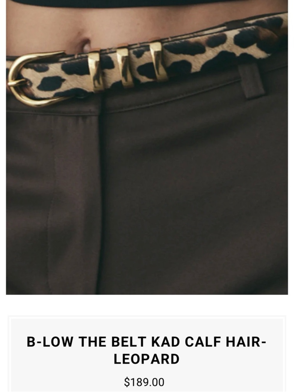 B-Low the Belt Leopard Haircalf Belt with Gold Hardware